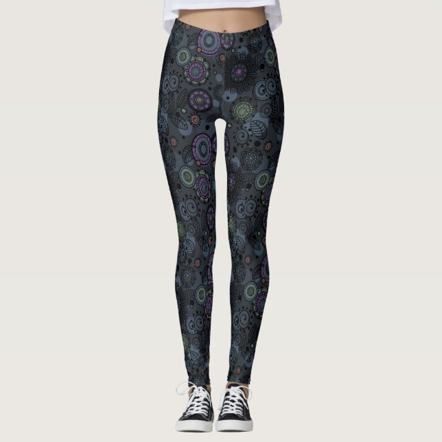 Leggings Tonos modelados florales caprichosos del gris de (Anverso)