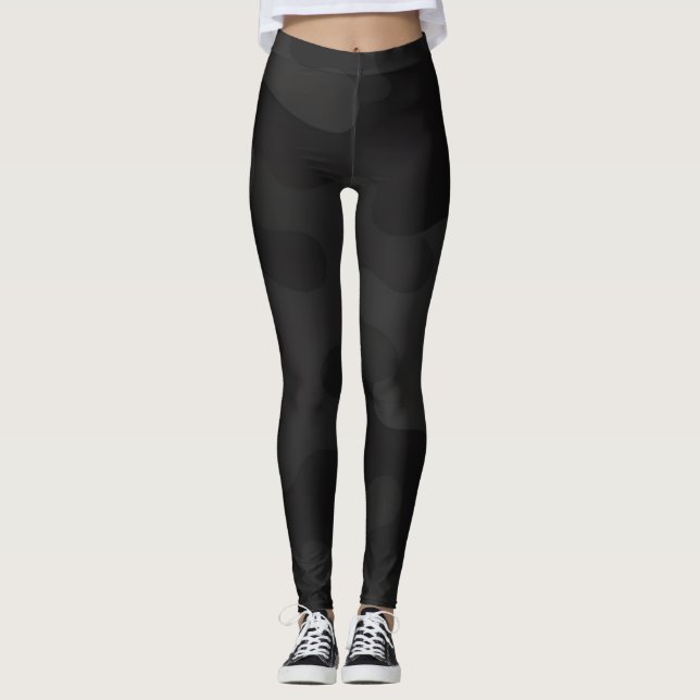 Leggings Tonos negros oscuros carbón modernos de camuflaje  (Anverso)