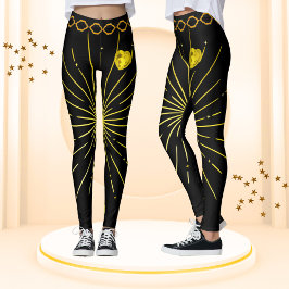 Leggings Tontas mujeres africanas rayadas en negro y oro