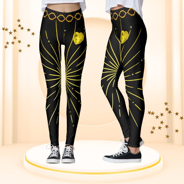 Leggings Tontas mujeres africanas rayadas en negro y oro (Subido por el creador)