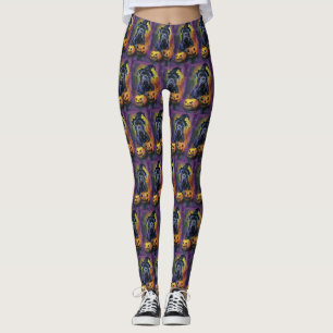 Leggings Tonto Bullmastiff Perro Halloween Bruja Y Calabaza