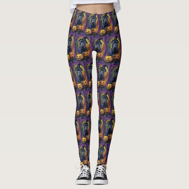 Leggings Tonto Bullmastiff Perro Halloween Bruja Y Calabaza (Anverso)