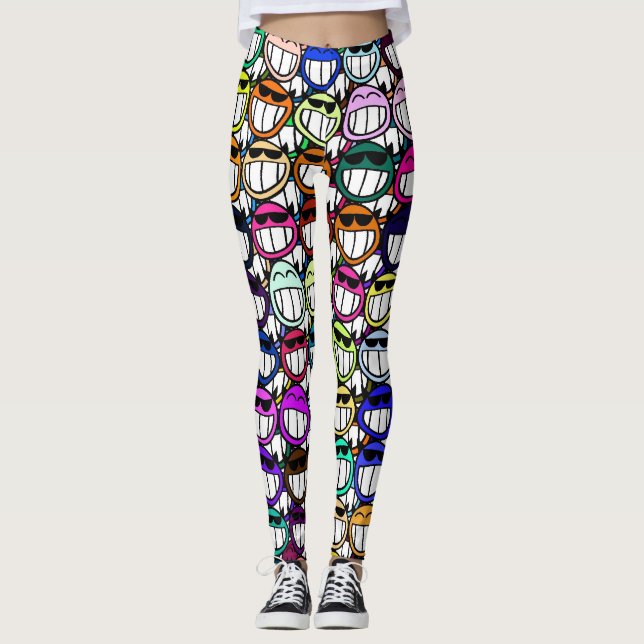 Leggings Toothy Grinning Happy Faces (Anverso)