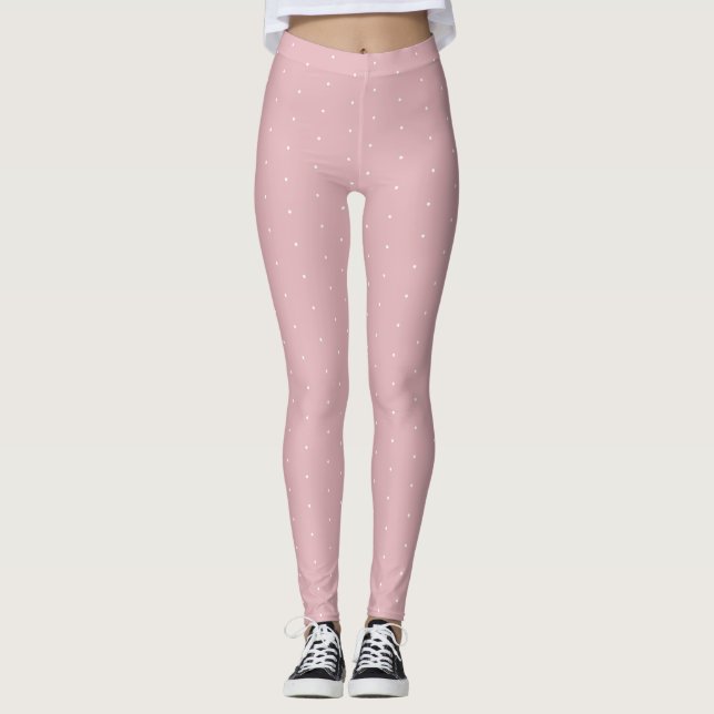 Leggings Top elegante rosado moderno de Rubor de los puntos (Anverso)