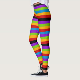 Leggings Toque de la franja arcoiris negra