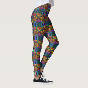 Leggings Tornillos colorantes abstractos / aplastados / de