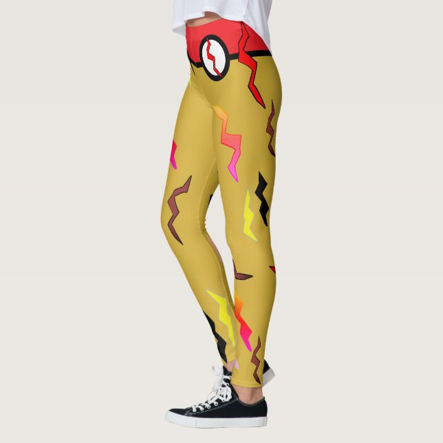 Leggings Tornillos Lightning de oro negro rojo de Halloween (Izquierda)