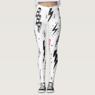 Leggings Tornillos relámpagos, conjunto de doodles dibujado