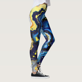 Leggings Torrentes vibrantes de azul y oro 1