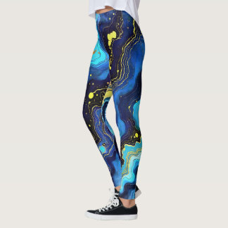 Leggings Torrentes Vibrantes de Azul y Oro 7