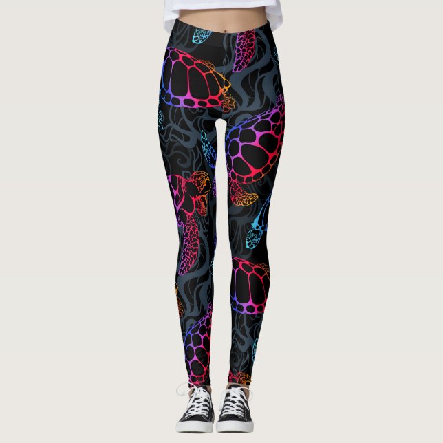 Leggings Tortuga marina psicodélica: Boho Ocean (Anverso)