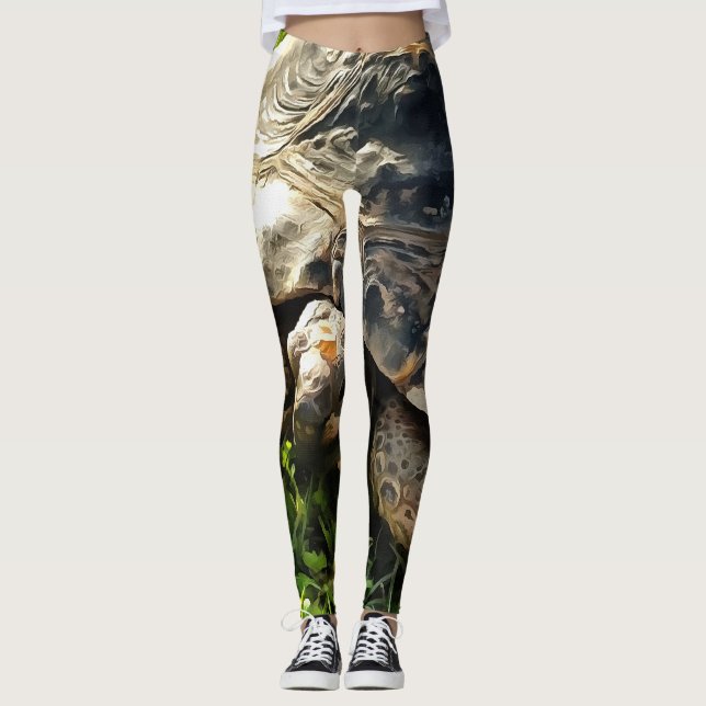 Leggings Tortuga salvaje en la pradera de hierba (Anverso)