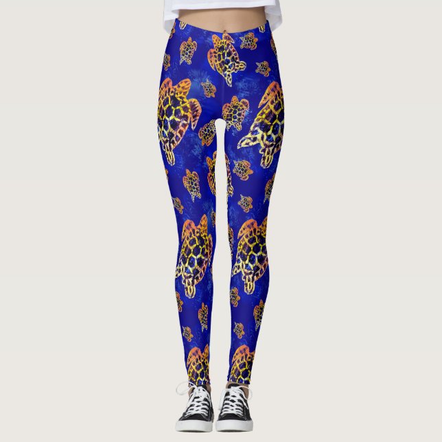 Leggings Tortugas marinas: arte africano de batik (Anverso)