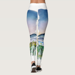 Leggings Toscana Sunrise Watercolor Journey Italia