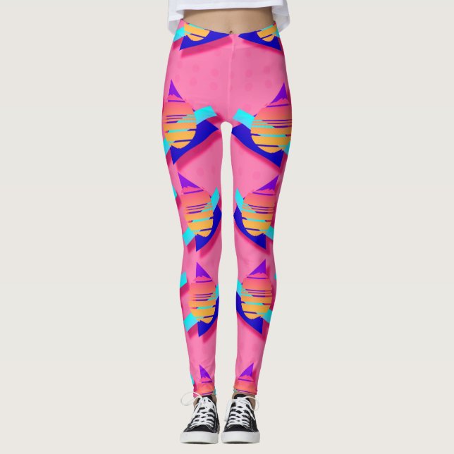 Leggings Totalmente Ochenta Memphis Patrones del Triángulo  (Anverso)