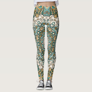 Leggings Tracería sin soldadura de Mehndi Tile colorido