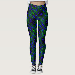 Leggings Traços e formas azul muito escuro e toneladas verd