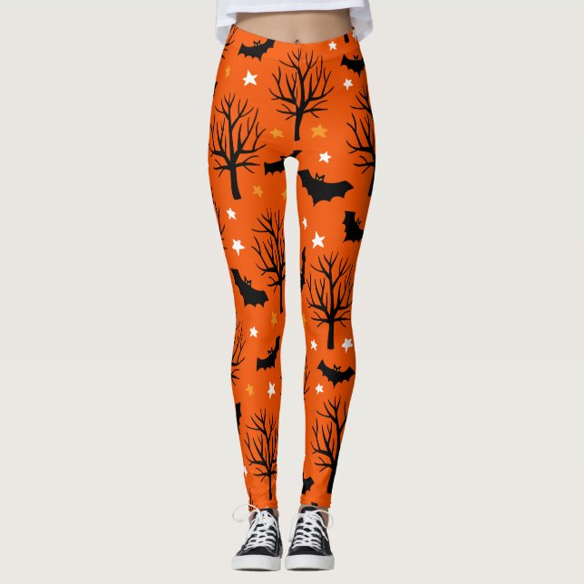 Leggings Tradición de árboles fantasmales y murciélagos (Anverso)