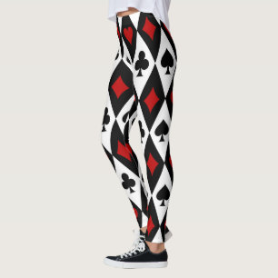 Leggings Traje de Carta de Casino Arlequín Diamante Negro R