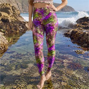 Leggings Traje de escamas de dragón de fantasía rosa y verd