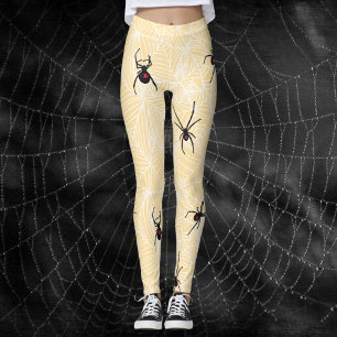 Leggings Trajes Amarillo Pastel Telarañas de Viuda Negra