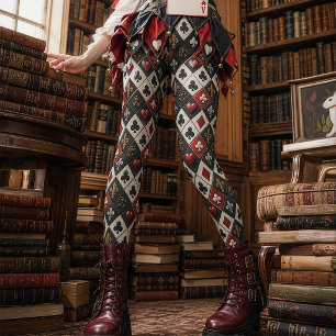 Leggings Trajes de Cartas de Juego Barroco Rojo y Negro Gót