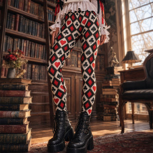 Leggings Trajes de Cartas de Juego Barroco Rojo y Negro Gót