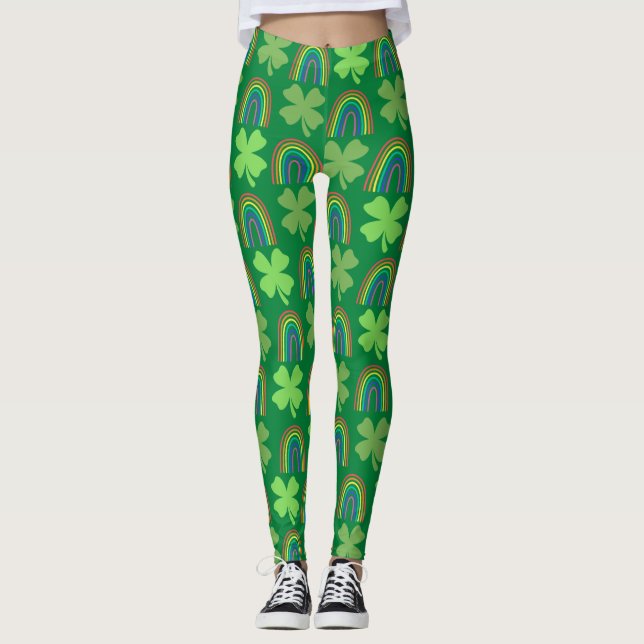 Leggings Trama de cuatro hojas con arcos de lluvia (Anverso)