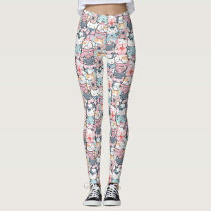 Leggings Trama de gato de invierno de Kawaii lindo