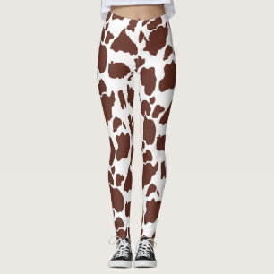 Leggings Trama de impresión de vaca blanca marrón