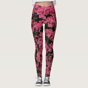 Leggings Trama fotográfico de árbol rosado corto giratori