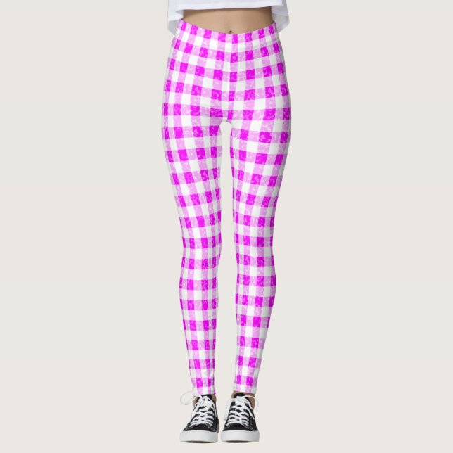 Leggings Trama rosa y blanco de Gingham (Anverso)