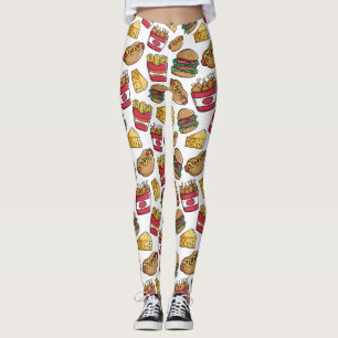 Leggings Tramas de patrones de comida rápida