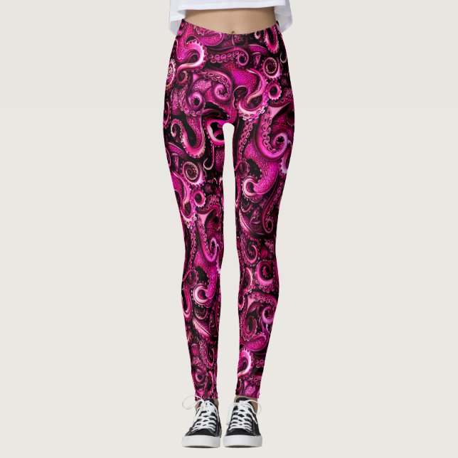Leggings Trámites de pulpo rosado Steampunk (Anverso)