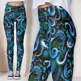 Leggings Trámites del pulpo azul y verde