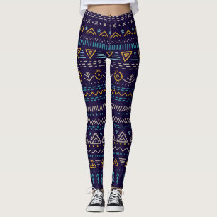 Leggings Trampa a mano: Patrón étnico sin foco