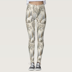 Leggings Tranquila escena del bosque invernal con lobos bla