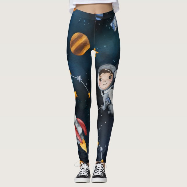Leggings Transbordador espacial Nocturno Estrellas Planeta (Anverso)