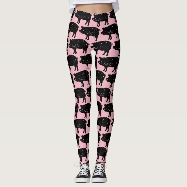 Leggings Traseros de cerdos rosados (Anverso)