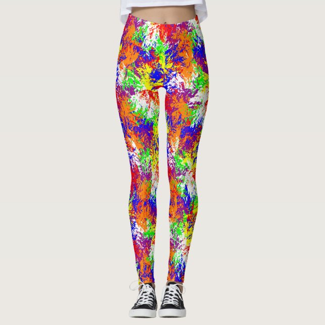Leggings Traseros vibrantes del patrón de trippy (Anverso)