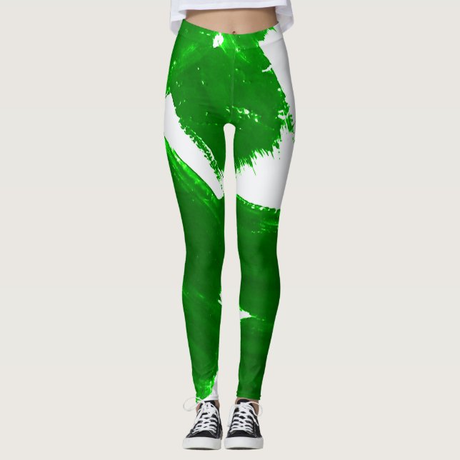 Leggings trazos de pincel verde (Anverso)