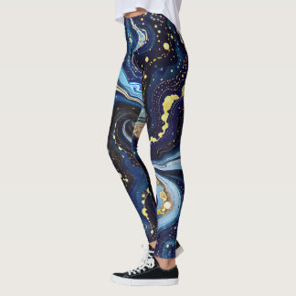 Leggings Trazos vibrantes de azul y oro 3