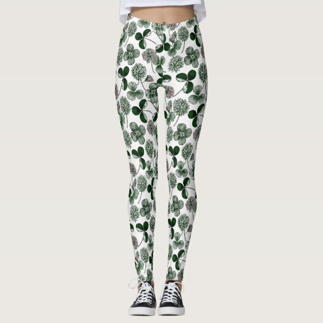 Leggings Trébol de patrones de día de St Patricks (Anverso)