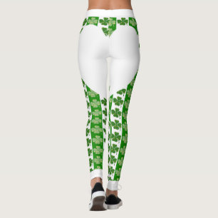 Leggings Trébol irlandés genial blanco brillante corazón