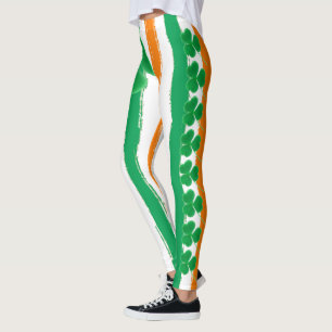 Leggings Tréboles anaranjados verdes irlandeses del día el