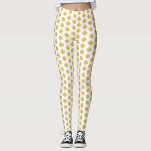 Leggings Tréboles de cuatro hojas dorados sobre blanco
