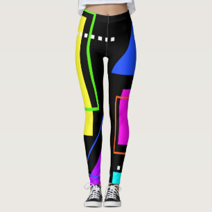 LEGGINGS TRENDY DE FORMA GEOMÉTRICA DE COLOR NEÓN FLUORESCE