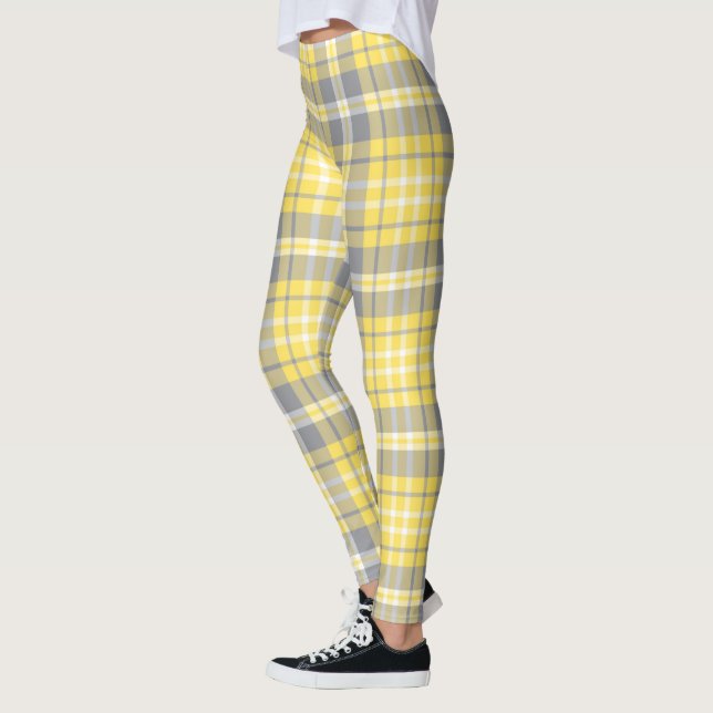 Leggings Trendy Yellow and Gray Madras Plaid (Izquierda)