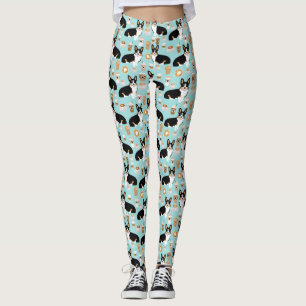 Leggings Tri modelo coloreado del café del Corgi - azul