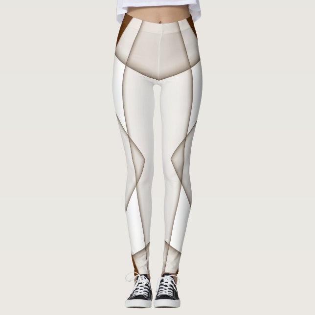 Leggings Triángulo beige inclinado con sombra, estilo liso (Anverso)